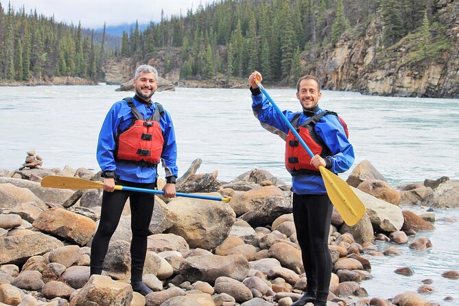 Athabasca Canyon Run Family Rafting: Class II Plus Rapids - The quieter final stretch on the Athabasca River