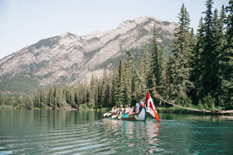 Banff National Park: Big Canoe River Explorer Tour - Mountain views from the Bow River