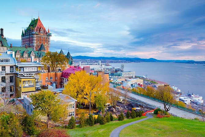 Full-Day Quebec City Tour plus Sightseeing Cruise - Château Frontenac from street and river