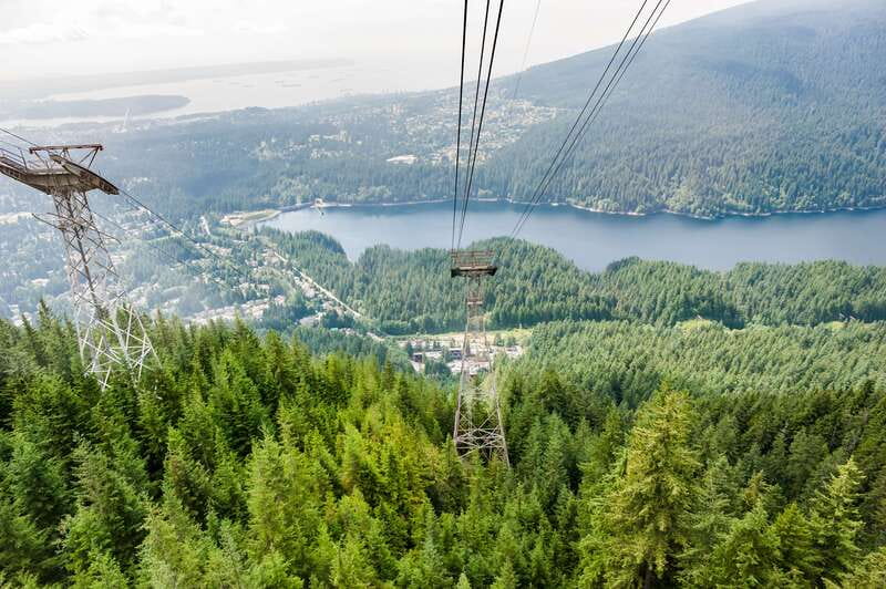 Grouse Mountain, Capilano Bridge & Fish Hatchery Tour - Riding the Skyride up Grouse Mountain