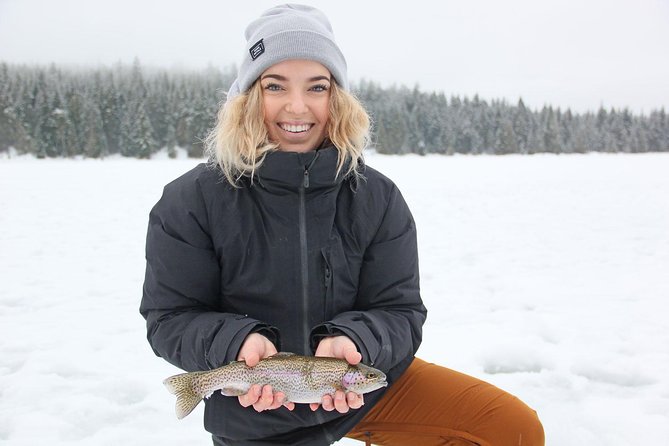 Ice Fishing Adventure in Whistler - Learning the basics from Matt and the guiding team