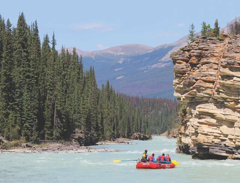 Jasper: Canyon Run Family Whitewater Rafting - Getting ready at the base of Athabasca Falls