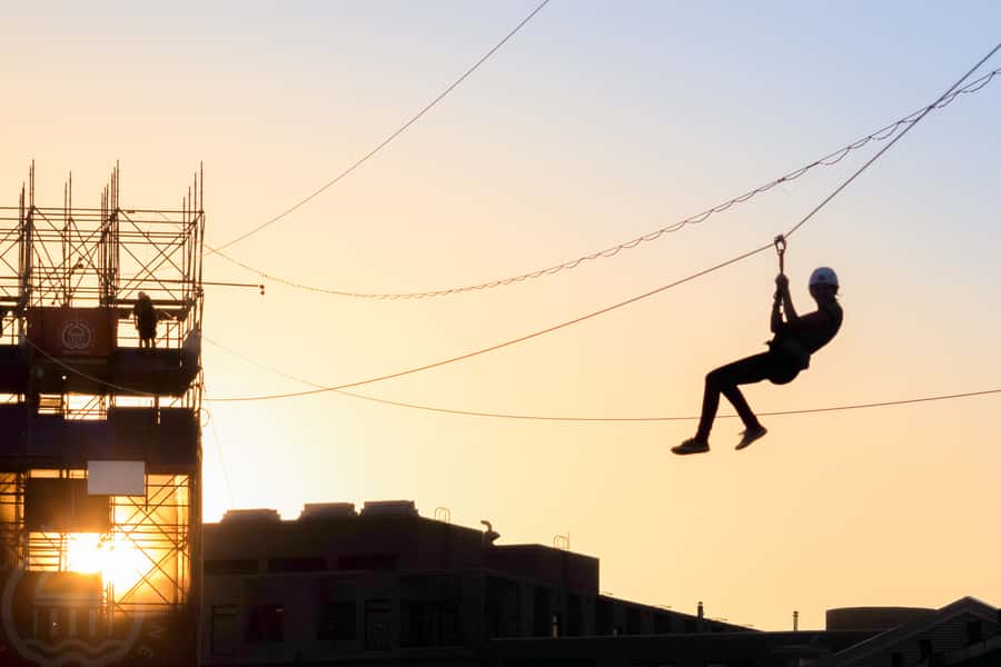 Montreal Old Port: Urban Zipline Ticket - Getting harnessed and ready for launch