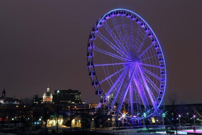 Montreal Premium Driving Night Tour with La Grand Roue Ride - Old Montreal and Notre-Dame Basilica by night