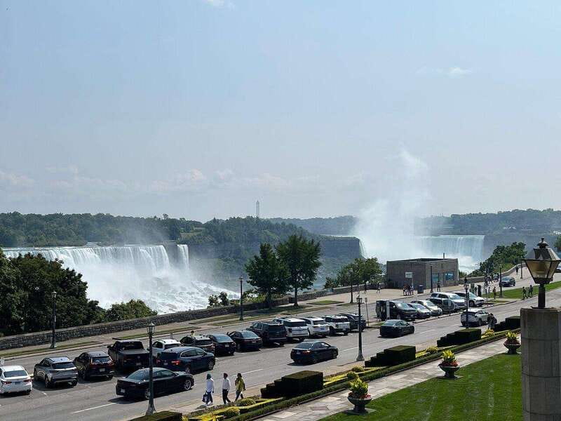 Toronto: Niagara Falls Tour with Boat, Behind Falls & Tower - Skylon Tower changes the scale
