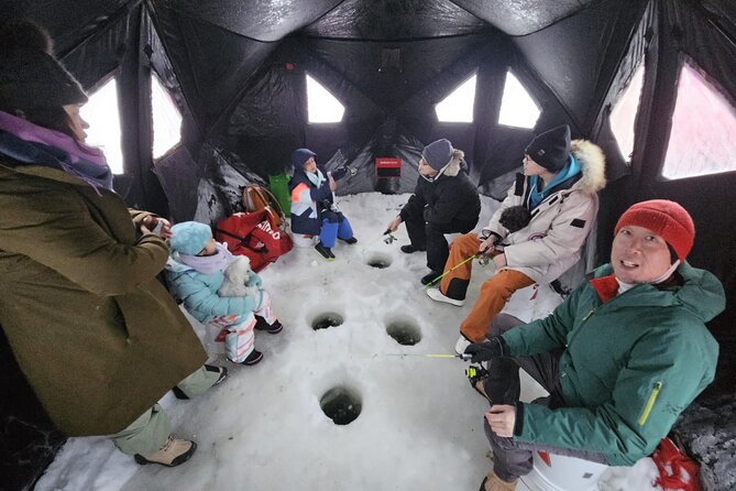 Ultimate Ice Fishing with Lunch - Snowshoes and hot-water mist